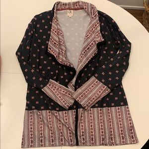 One September Knit Cardigan bought at Anthropologie, navy and rust, XL